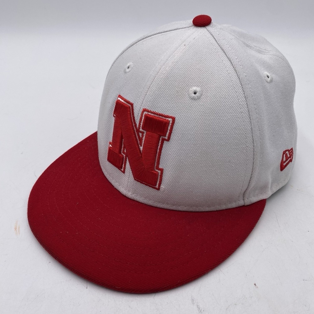 Nebraska Cornhuskers Hat New Era 59fifty Fitted Size 7 1/2 White Cleaned VGC